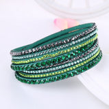 Leather Bracelet Rhinestone Crystal Wrap Multilayer Bracelets for women