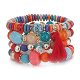 Crystal Bead Bracelets for Women Vintage Tassel Natural Stone Charms Wristband