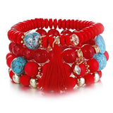 Crystal Bead Bracelets for Women Vintage Tassel Natural Stone Charms Wristband